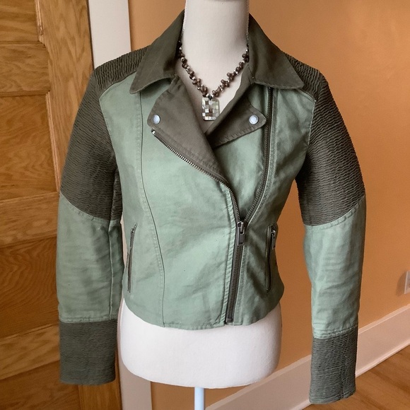 WILFRED FREE Olive Green Moto Jacket Size S - Picture 2 of 16